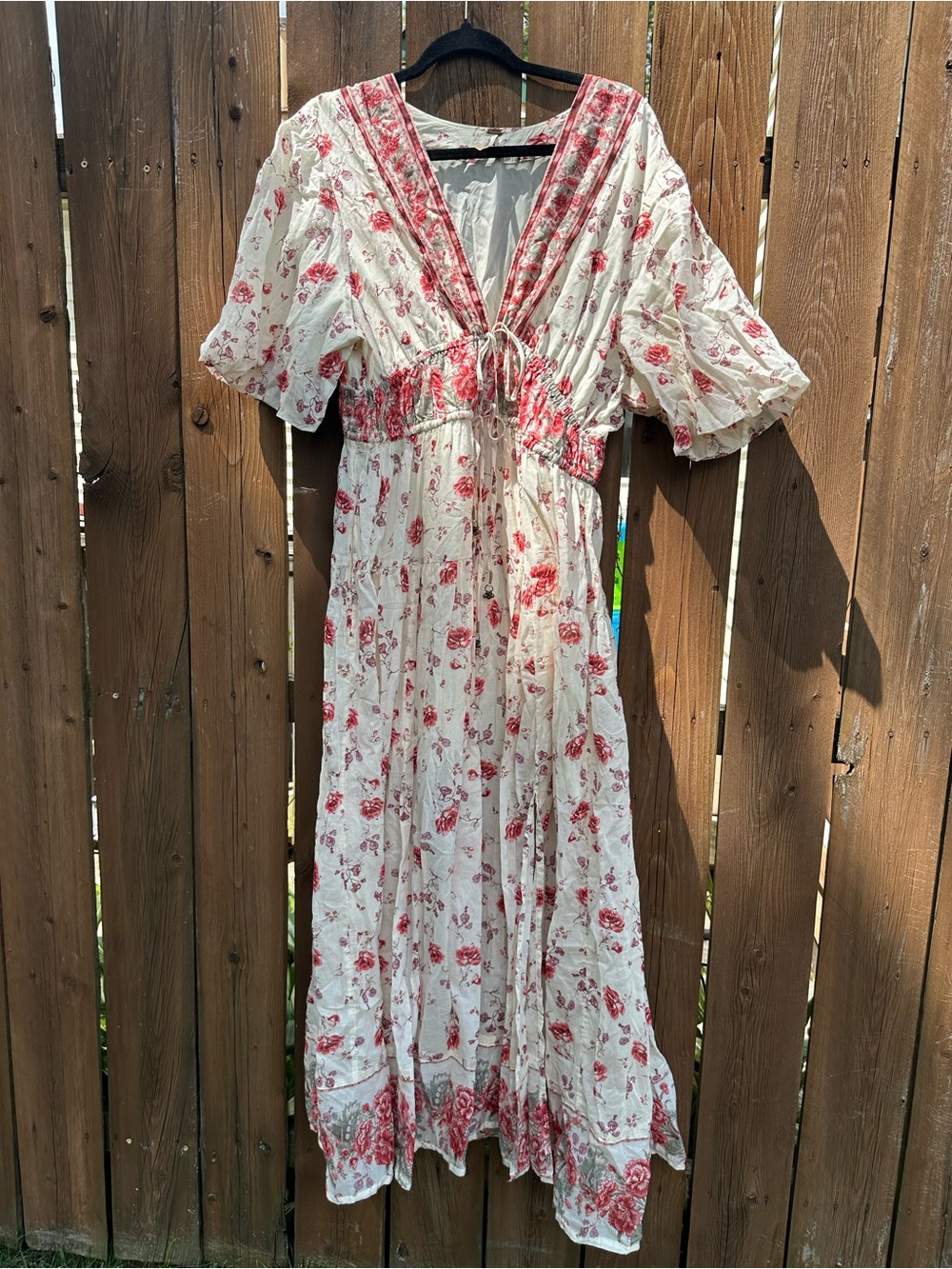 Free People Cream Maxi Dress with Pink Floral Print - Picture 2 of 7